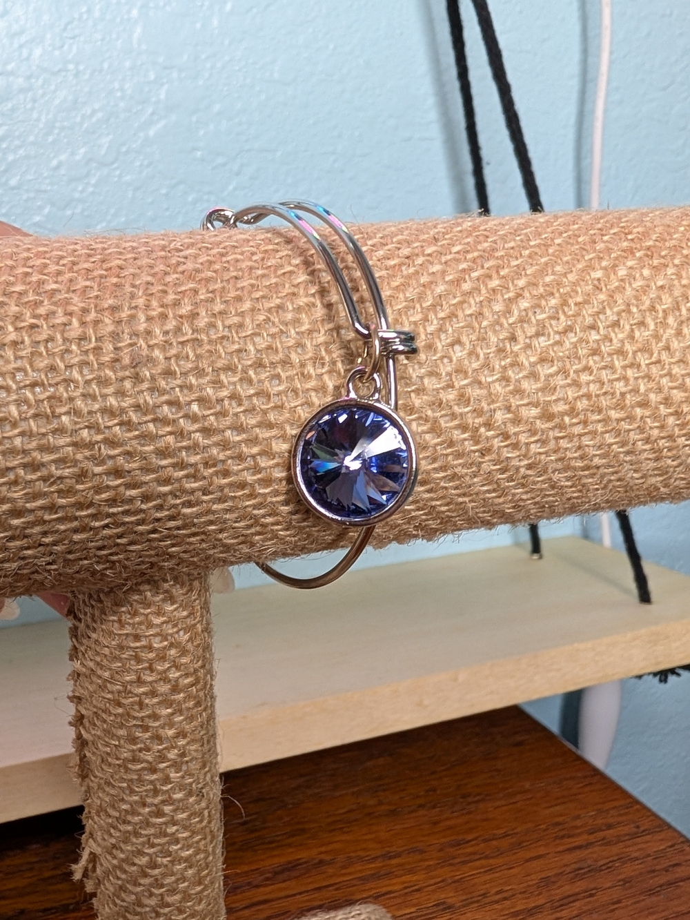 [FREE SHIPPING] OOAK Sterling Silver Tanzanite Swarovski Crystal Bangle